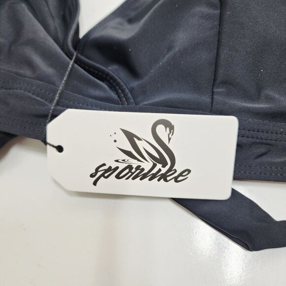 Womens Black Ruffle Bikini Set Tie-Front Top & High-Waisted Bottoms Size L - Picture 5 of 7